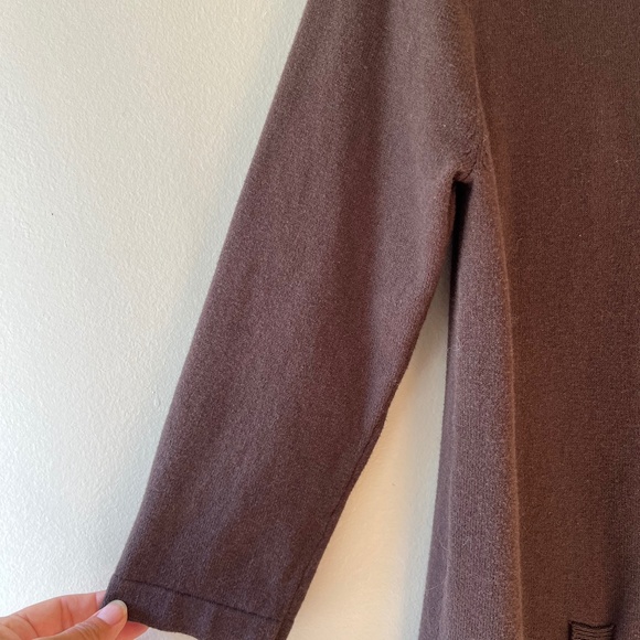 Tyler Boe Sz M Brown Cotton Cashmere Blend Midi Dress Stretch Cowl Neck - Picture 7 of 10